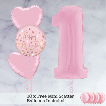 Pink Foil Number Balloon Package